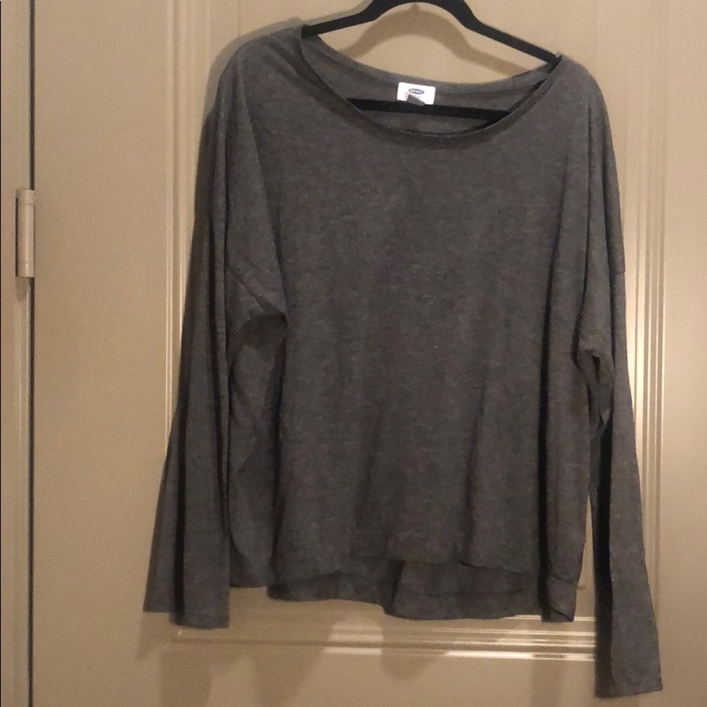 Old Navy Long Sleeve Tee Black Heather Grey XXl
